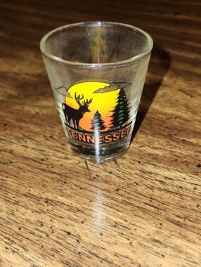 Tennessee Souvenir Shot Glass with Deer and Sunset